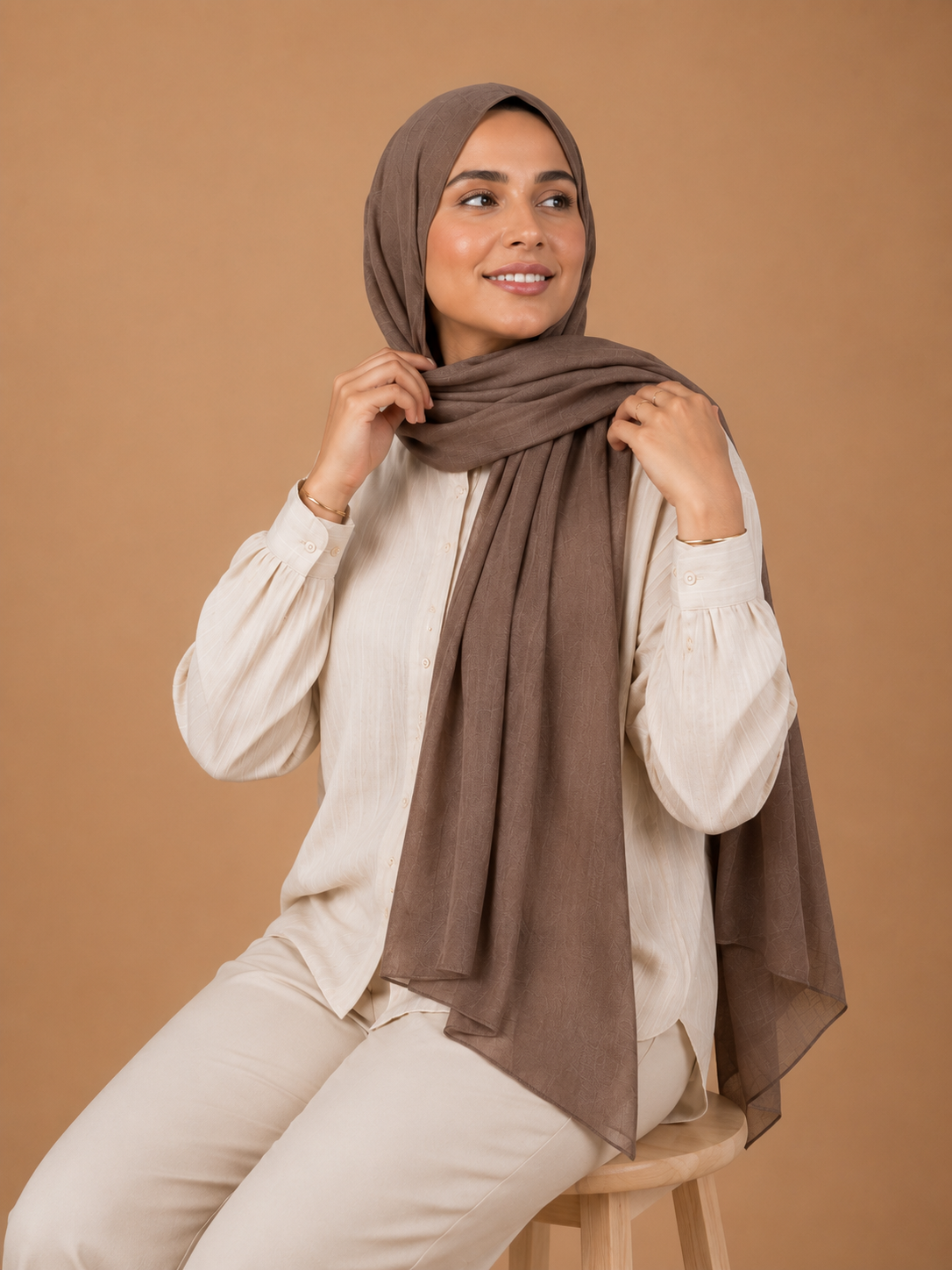 Warm Taupe - Cotton Linen Scarf