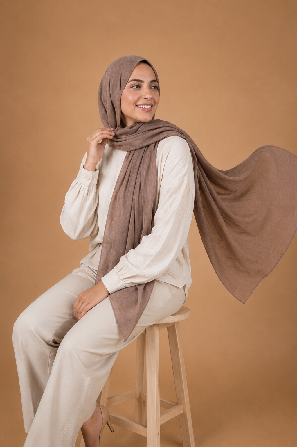 Mocha Taupe - Cotton Linen Scarf