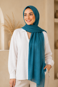 Teal Blue - Cotton Linen Scarf