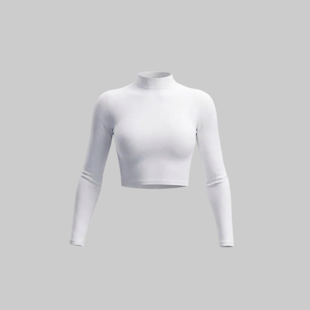 Long-Sleeve Cotton Bodysuit with Mock Neck