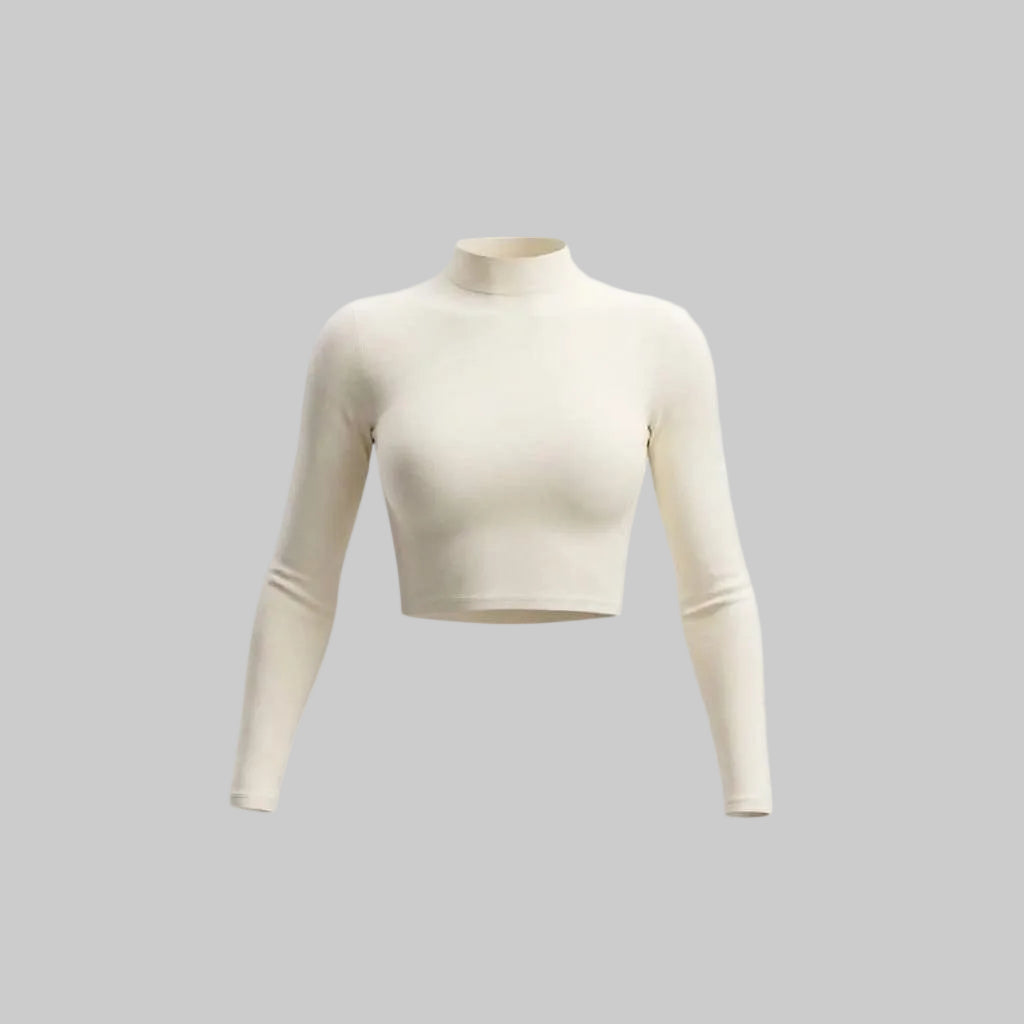 Long-Sleeve Cotton Bodysuit with Mock Neck