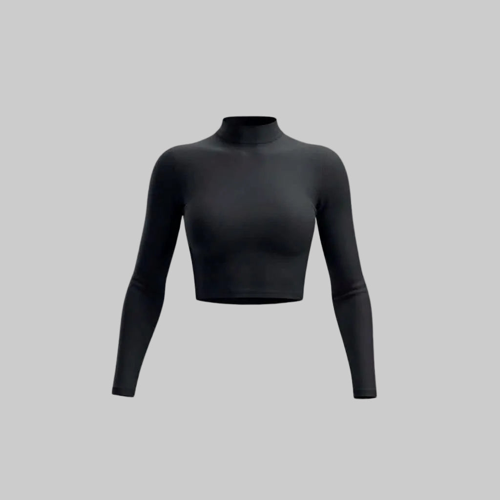 Long-Sleeve Cotton Bodysuit with Mock Neck